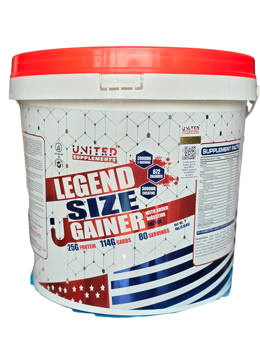 Legend Size Gainer | United Supplement Free Tshirt and Shaker