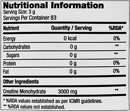 GNC Pro Performance Creatine Monohydrate 3000 mg Supplement Powder- 250 gm