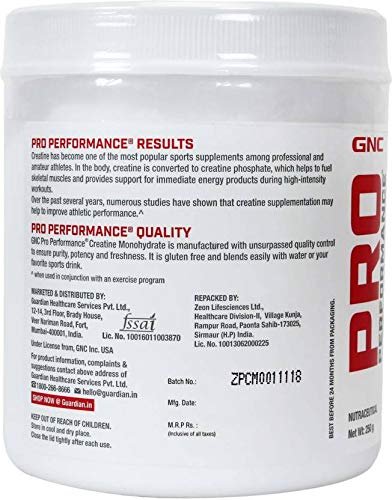 GNC Pro Performance Creatine Monohydrate 3000 mg Supplement Powder- 250 gm