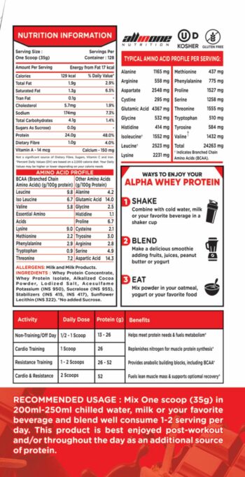 Alpha Whey Protein 4kg 114 Servings | The Gold Nutrition - Image 2
