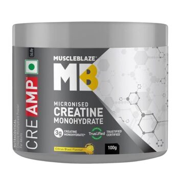 MuscleBlaze Micronised Creatine Monohydrate CreAMP Powder 100g, flavoured