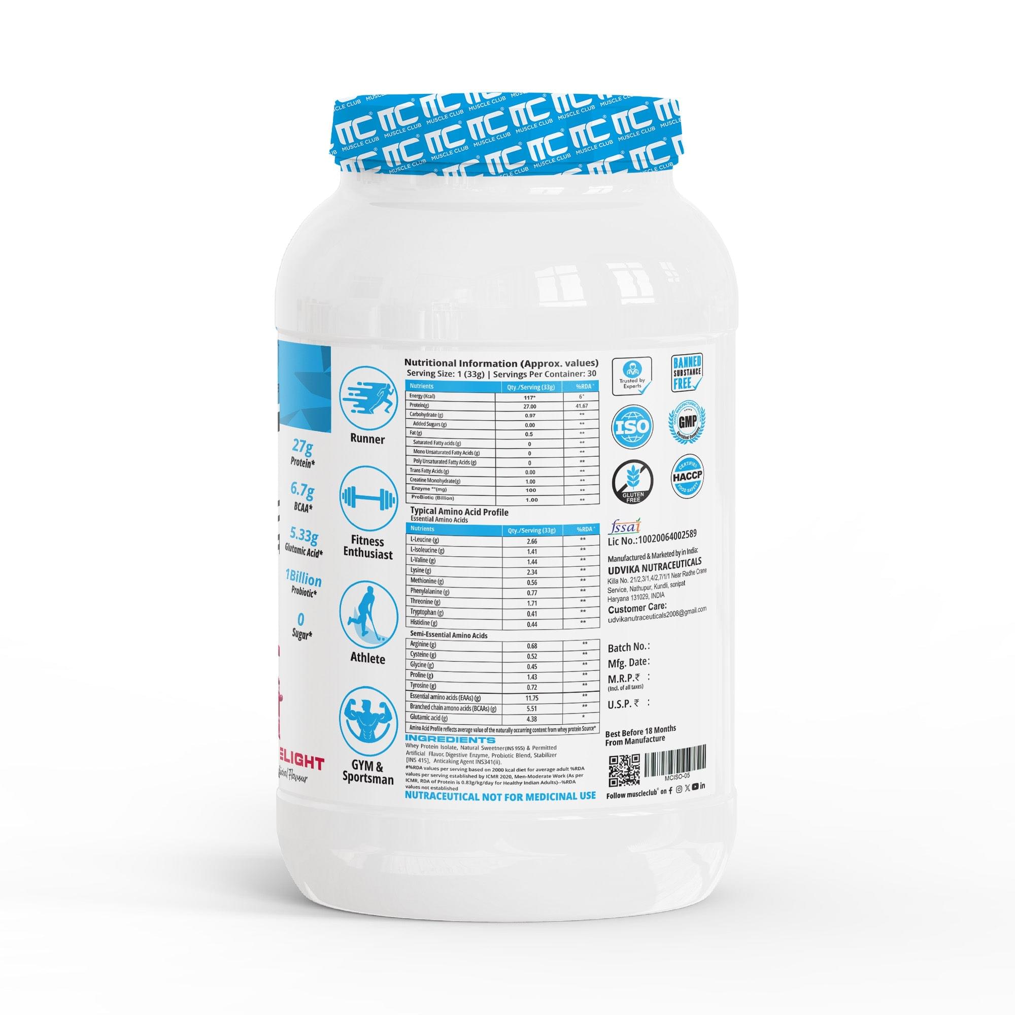 Muscle Club 100% Isolate Whey Protein - 27g Free Delivery - Image 2