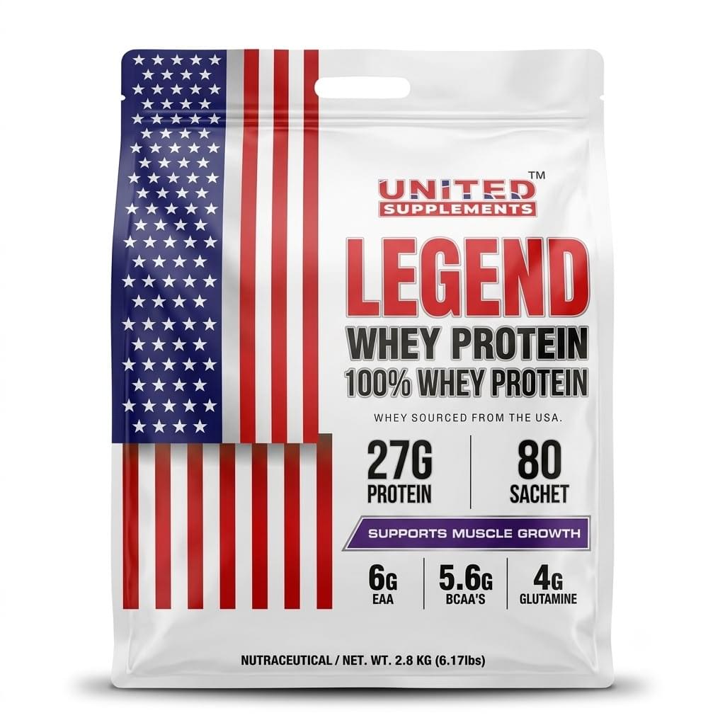 United Supplements Legend Whey Protein 80 Servings Pouch with free Shaker