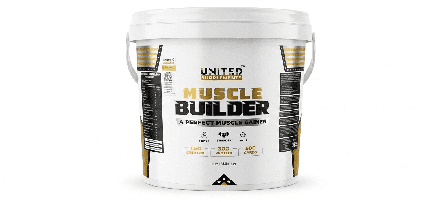 United Supplements Muscle Builder 5kg with free Tshirt & Shaker